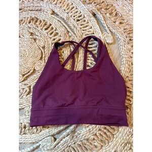 ETHOS Burgundy‎ Sports Bra Strappy Back Workout Athletic Top Women L